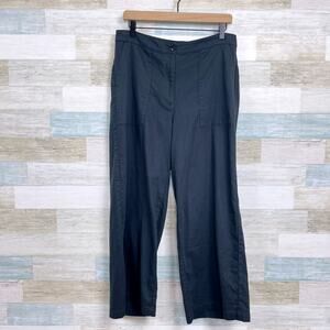 Eileen Fisher Organic Cotton Wide Leg Crop Utility Pants Black Casual Womens 12